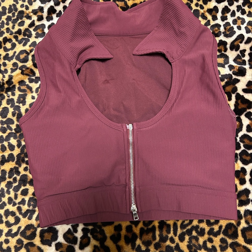 Red and Purple Fitted Crop Tank Top